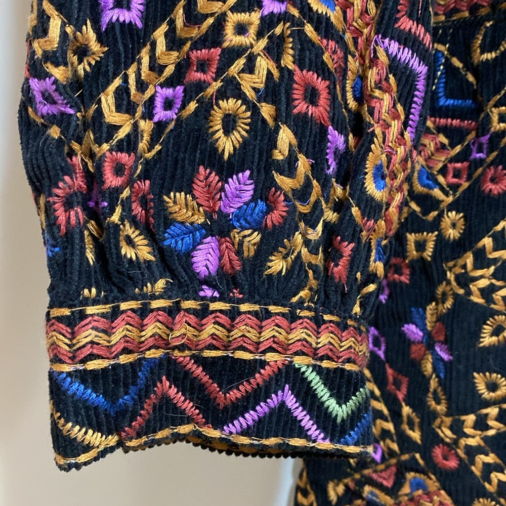 Farm Rio Embroidered Long Sleeve Corduroy Jumpsuit - Picture 9 of 10